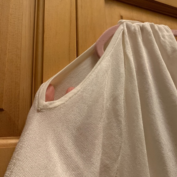 Cachè Off White Cold Shoulder Sweater Blouse Draped Neck Line S #4 - Picture 3 of 6